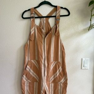 Orange tan striped freepeople jumpsuit with pockets